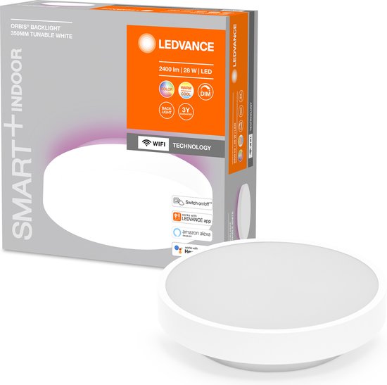 LEDVANCE Armatuur: voor plafond, DECORATIEVE PLAFOND BACKLIGHT MET WIFI TECHNOLOGIE / 28 W, 22-…24- V, stralingshoek: 11-, RGBTW, 3-65- K, behuizingsmateriaal: staal, IP2-