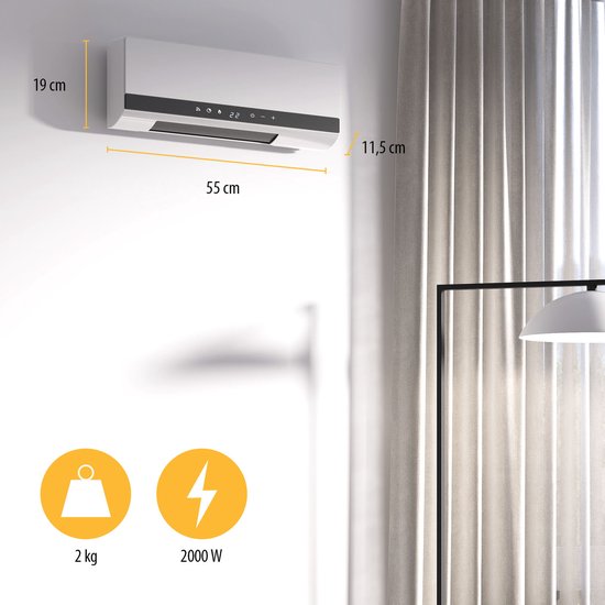Tristar KA-5216 Keramische Kachel – 2000W – Met Afstandsbediening, Timer & Swingfunctie – Wandmontage