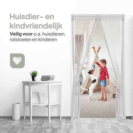 O'DADDY® Deurgordijn Deluxe FIBER - Magnetisch Vliegengordijn - Voor Nieuwbouw en Standaard Deuren - Eenvoudige Installatie - Deurhor Wit - 92x210 cm