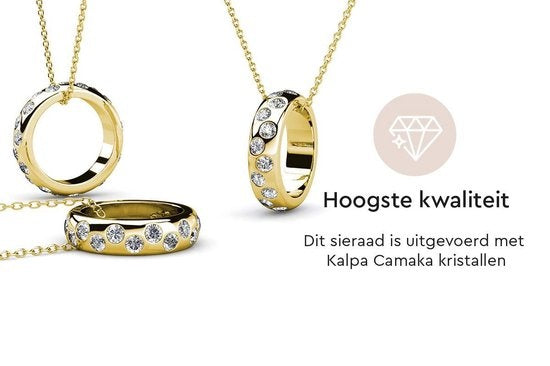 Yolora Dames Ketting met Hanger - Kalpa Camaka Kristallen - Goudkleurig - 18K Geelgoud Verguld - Vrouwen Collier Goud - Sieraden - Halsketting - Luxe Giftbox - Geschenkdoos - Cadeau doos - Exclusieve Geschenkverpakking - Mooie Cadeauverpakking