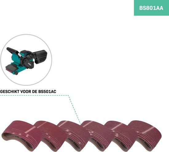 VONROC Bandschuurpapier - 75x457mm – 30 stuks - Korrelgrootte P40, P60, P100, P120, P180 - Geschikt voor VONROC BS501AC