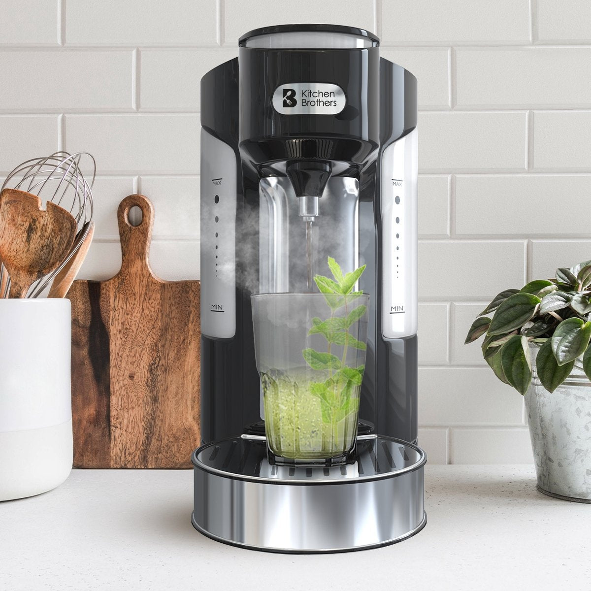 KitchenBrothers Heetwaterdispenser - 2L - 3000W - RVS /Zwart