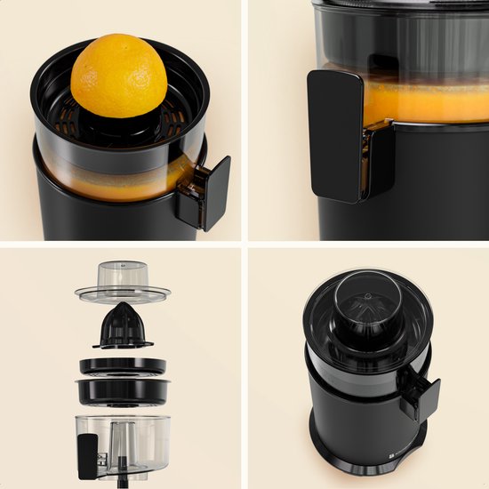 KitchenBrothers Citruspers - Handmatig - Met Uitloop - 0.5L - Zwart