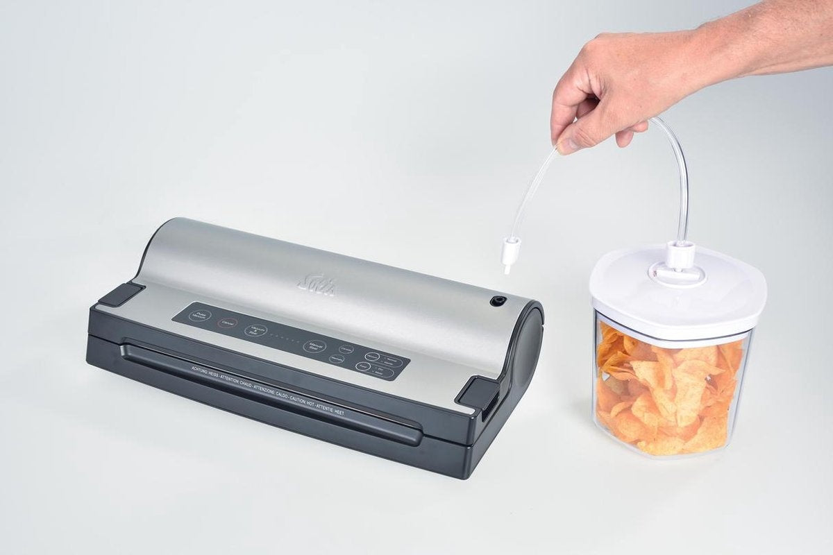 Solis Vac Prestige 575 Vacumeermachine - Vacuümmachine met Marineerfunctie en Slangaansluiting - Vacuüm Sealer Inclusief Vacuumzakken en Folie - Grijs
