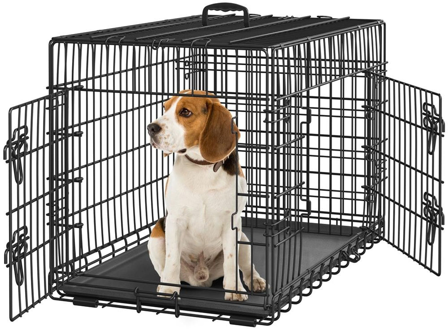 Yaheetech Opvouwbare Hondenbench 90 x 56 x 63 cm - Zwart - Met Trennwand, Bodemlade en 2 Deuren