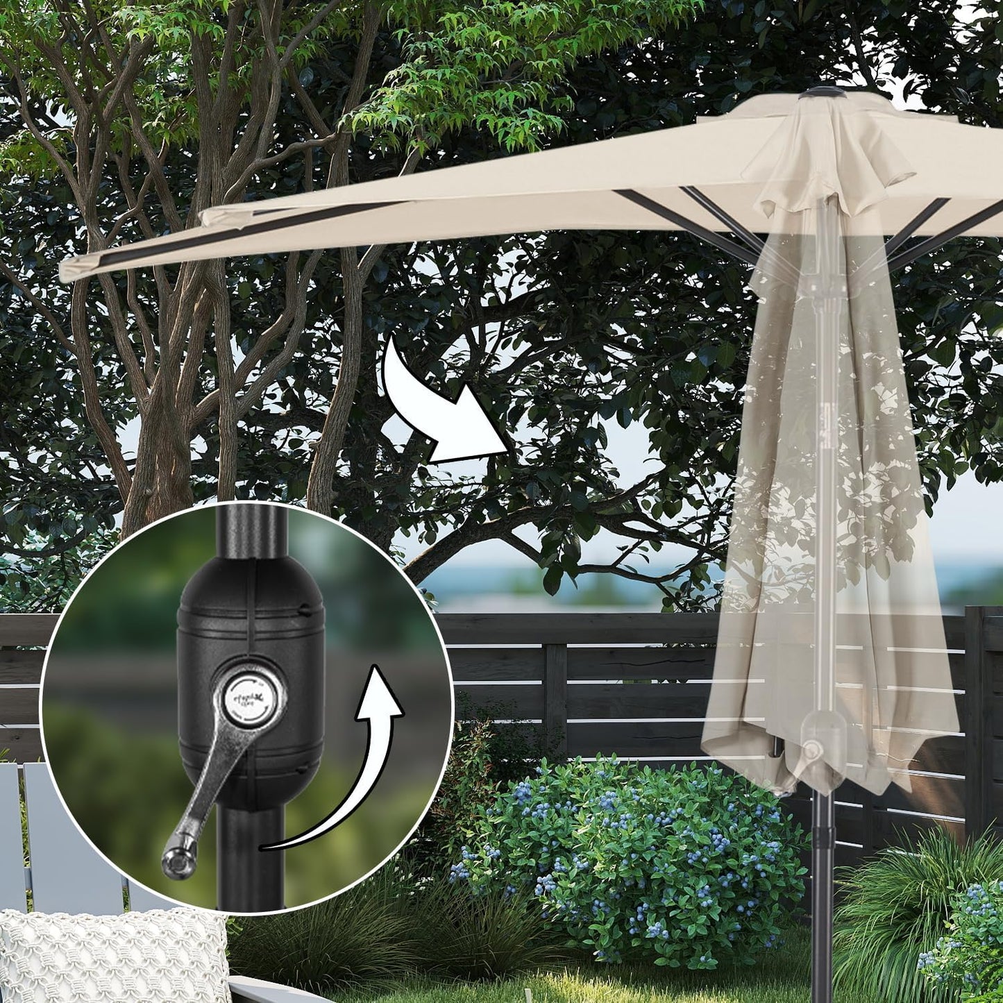 Angel Living Balkonparasol - Halfrond - 265 x 130 cm - Beige