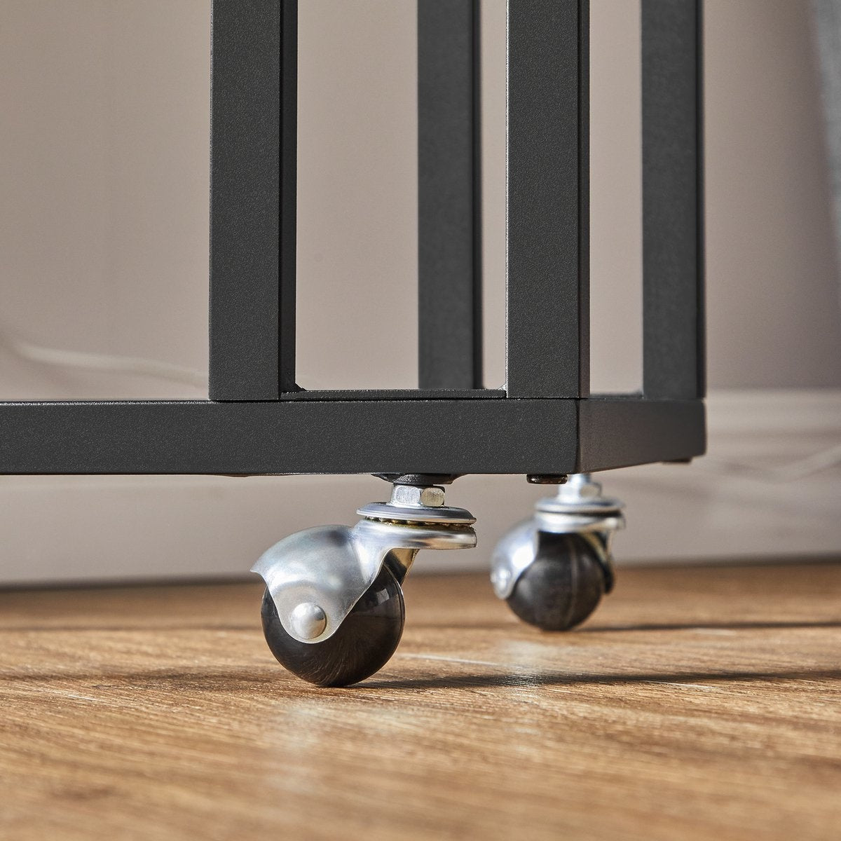 O'DADDY® Bijzettafel - bijzettafels - bijzettafel metaal met hout - bijzettafeltje - tafeltje - salontafels - bijzettafel zwart - bedtafeltje met wielen - bijzet tafel wielen - sidetable - bijzettafels met wielen - 50 x 35 x 55 cm - zwart - grijs