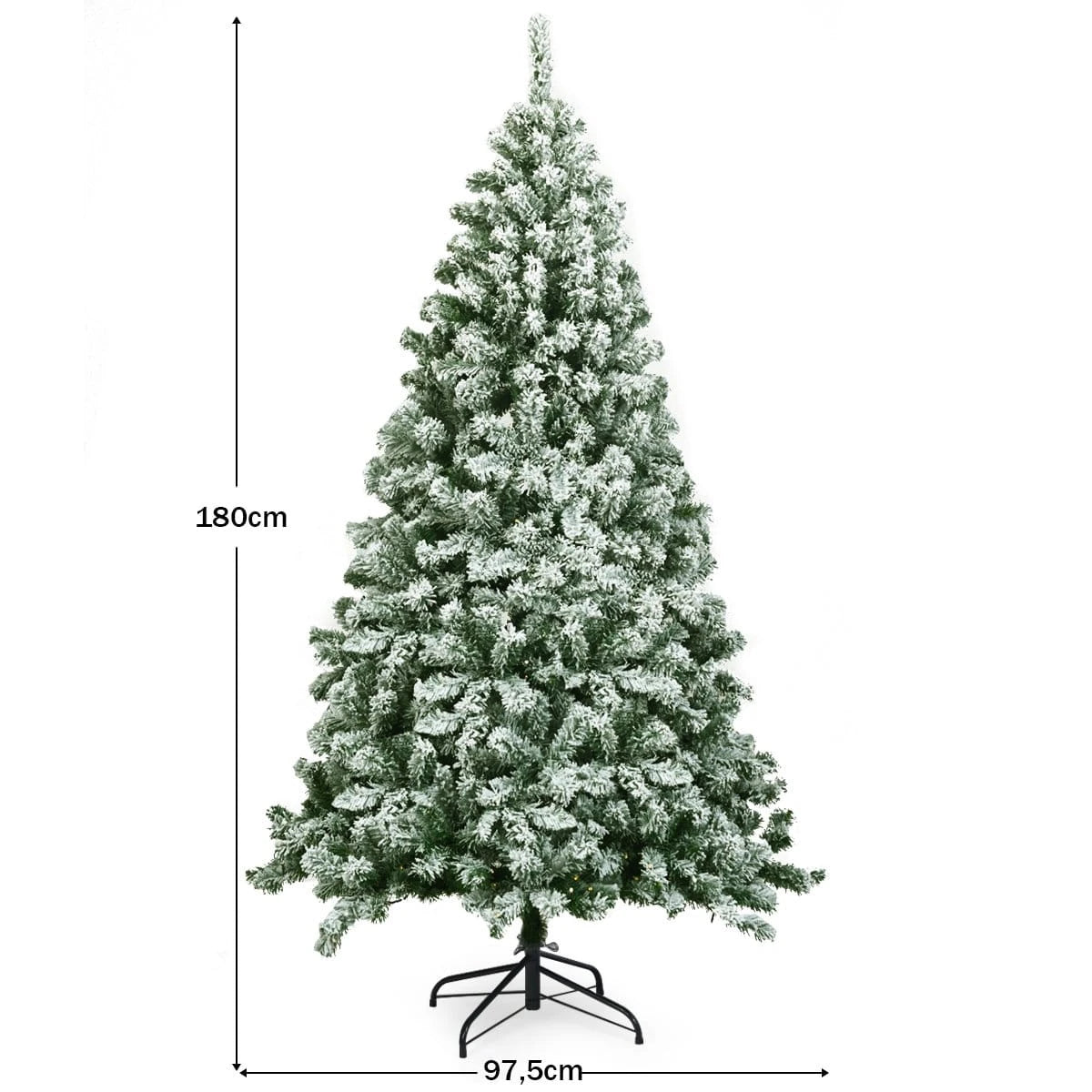 Coast Besneeuwde Kunstkerstboom Wit – 97,5 x 180 cm – Met 928 Takpunten en Metalen Standaard