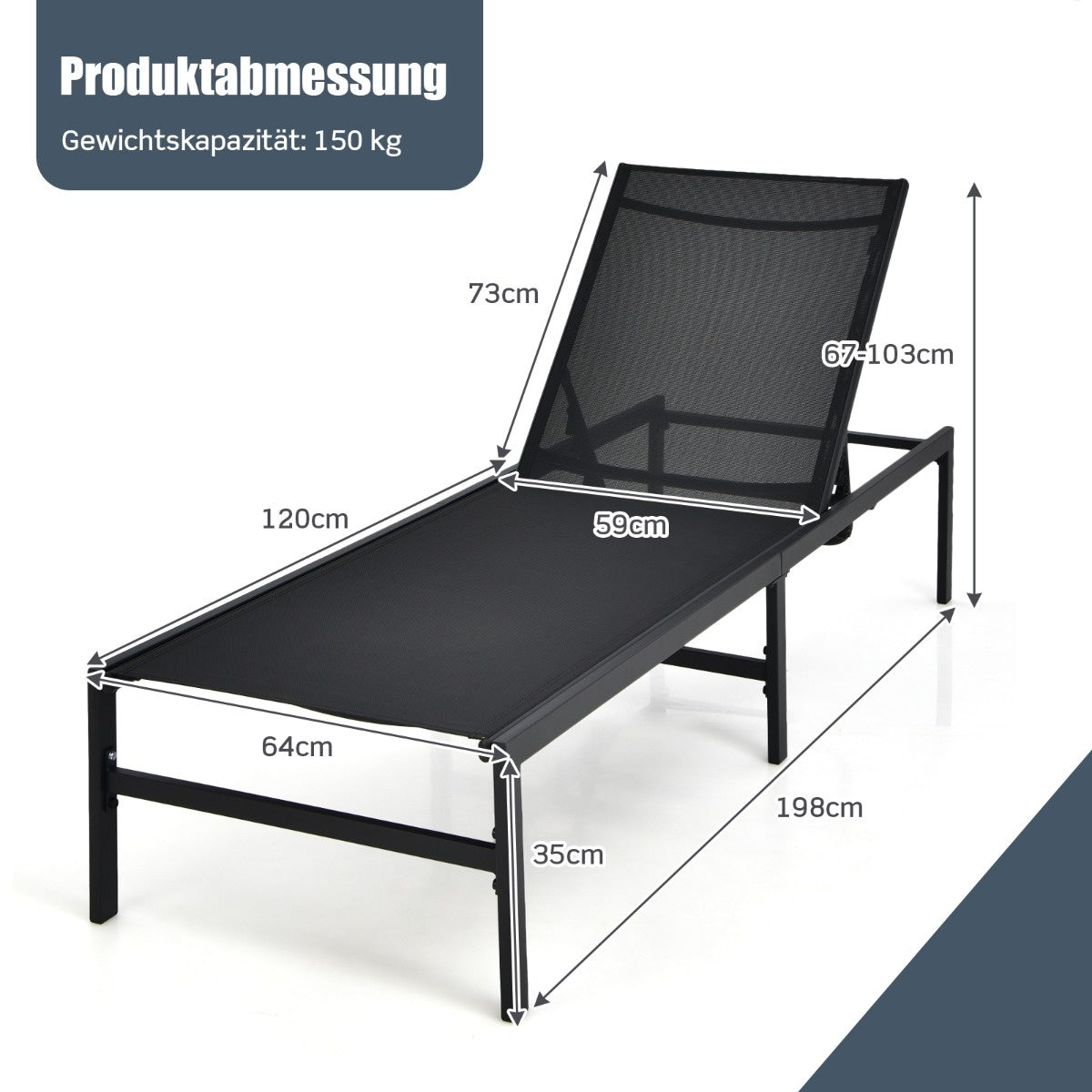 Coast Sun Louner voor buitenruimte aanpasbare ligstoel 64 x 198 x 67 - 103 cm zwart