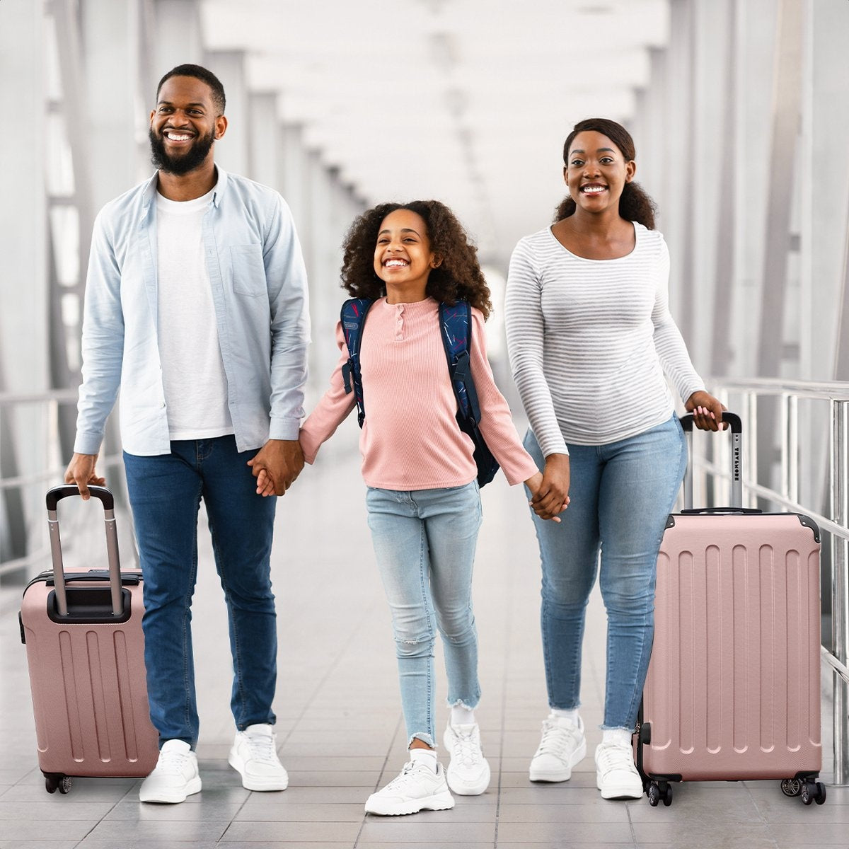 TRVLMORE Kofferset - 2 Delig - 38L Handbagage + 110L Ruimbagage - Roségoud