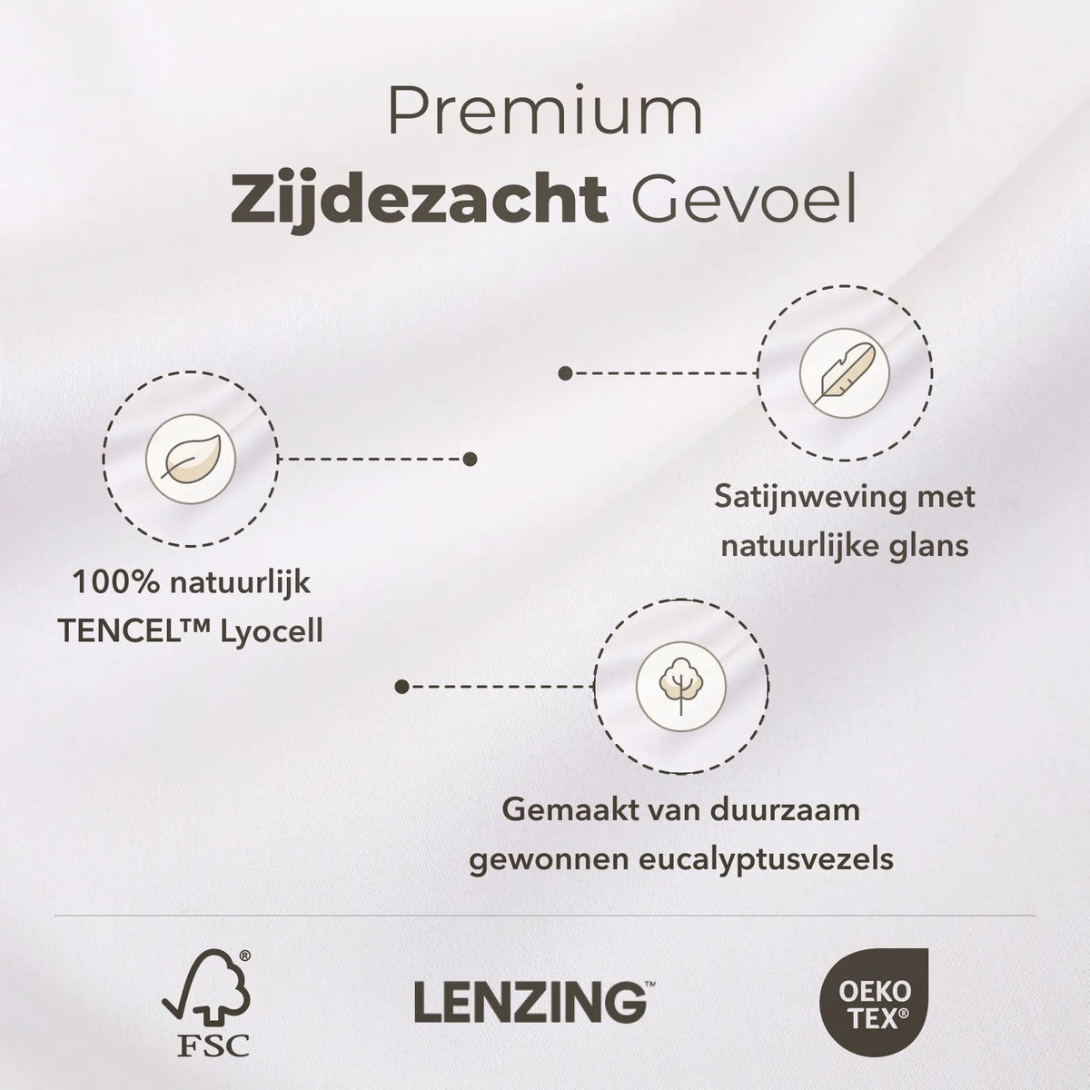 Sjumo – Tencel Sateen Dekbedovertrek – 240x220 cm – Fresh White Tencel & Katoen-Satijn – Hoogwaardige Glans & Zijdezacht – Antiallergisch & Ademend – Inclusief 2 Gratis Kussenslopen
