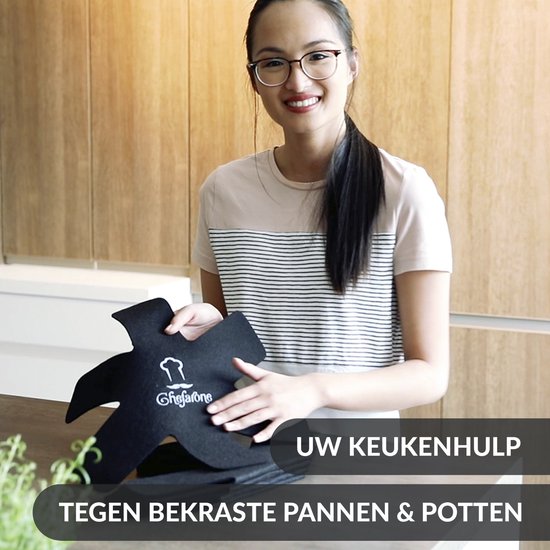 Chefarone Pannenbeschermers XXL - Tussenleggers Pannen en Potten - Beschermingsmatten - Wasmachinebestendig - Vilt - 5-delig - Zwart