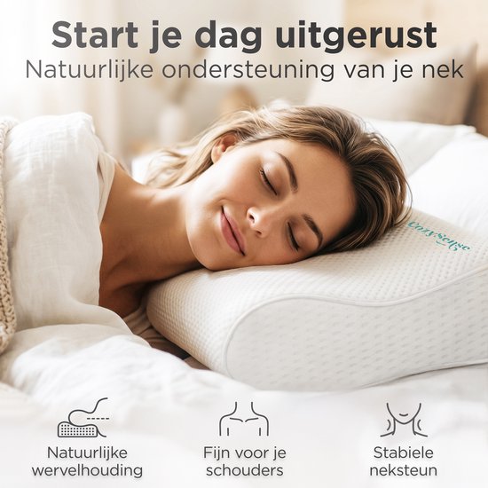 CozySense® Ergonomisch Hoofdkussen - Verstelbaar Memory Foam Pillow - Traagschuim Slaapkussen - Zij- Rug & Buikslaper - 3-Lagensysteem - Orthopedisch - Bamboe Hoes