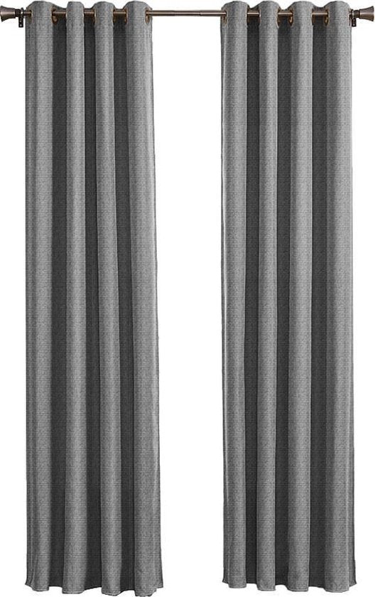 Larson - Luxe Geweven Blackout Gordijn - Ringen - Lichtgrijs - 300 x 250 cm - Verduisterend & kant en klaar