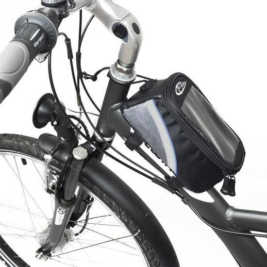 TecTake - Frametas fietstas voor o.a. smartphone e.d. zwart blauw S 401606