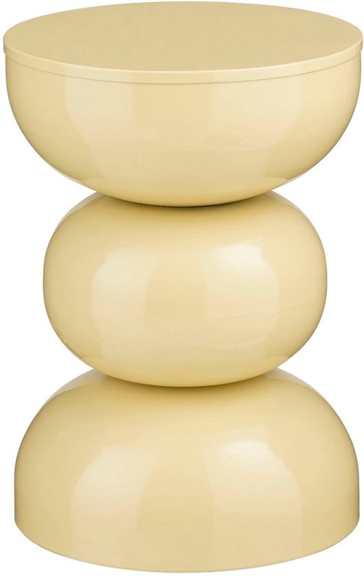 Mica Decorations Luna Bijzettafel - Bijzettafel Rond H46 x Ø32 cm - IJzeren Tafeltje voor Slaapkamer of Woonkamer - Nachtkastje of Plantentafeltje - Beige