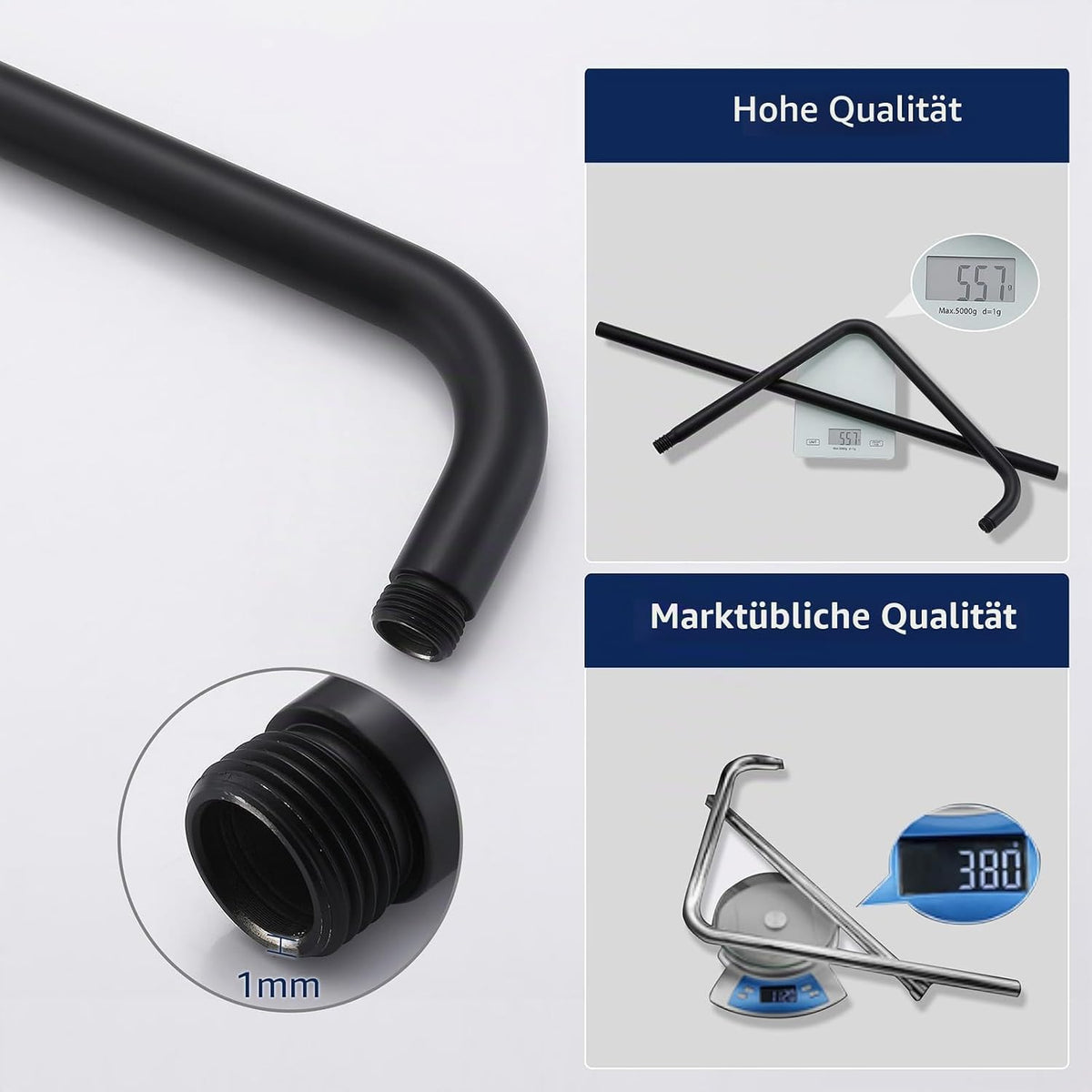 Homelody Regendouche Set zonder Kraan - Handdouche met 4 Standen - Hoofddouche 9 inch - Hoogte 101,4 cm - Roestvrij Staal - Mat Zwart