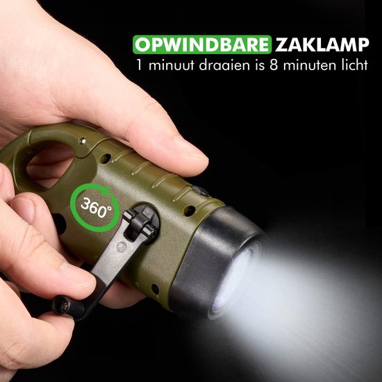 Travelhawk Opwindbare Zaklamp - Led Knijpkat met Dynamo - Handmatig zonder Batterij Oplaadbaar - Noodpakket