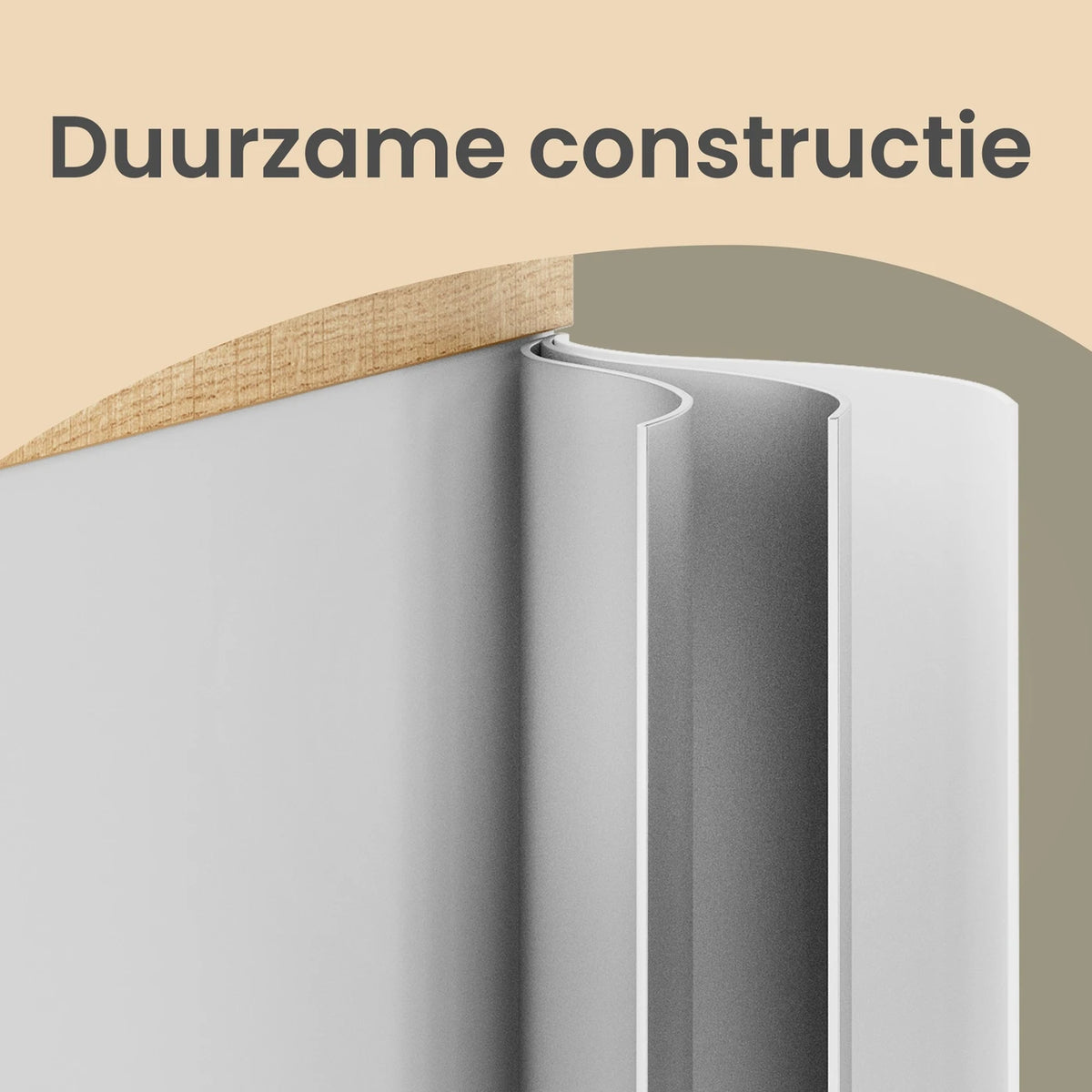 Ochama Metalen Opbergkast 80 x 40 x 76 cm - Dubbele Deuren - Verstelbare Plank - Mat Wit en Kameelgeel