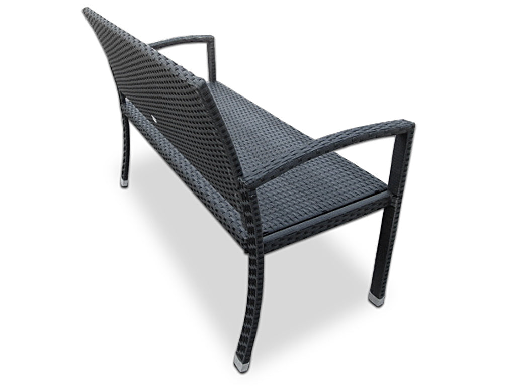 Casaria Tuinbank – 2-zits Polyrattan – UV-bestendig – 122 x 58 x 87 cm – Zwart