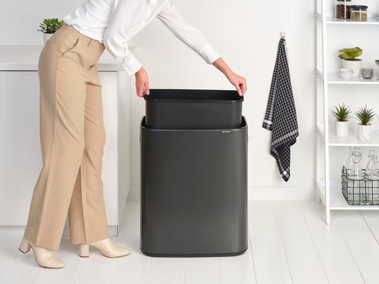 Brabantia Bo Touch Bin Prullenbak - 1 vak - 60 liter - Confident Grey