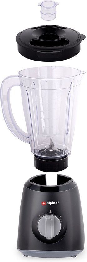 alpina Blender - 1,5 Liter - 400 Watt - Turbofunctie - Kunststof Kan - Zwart