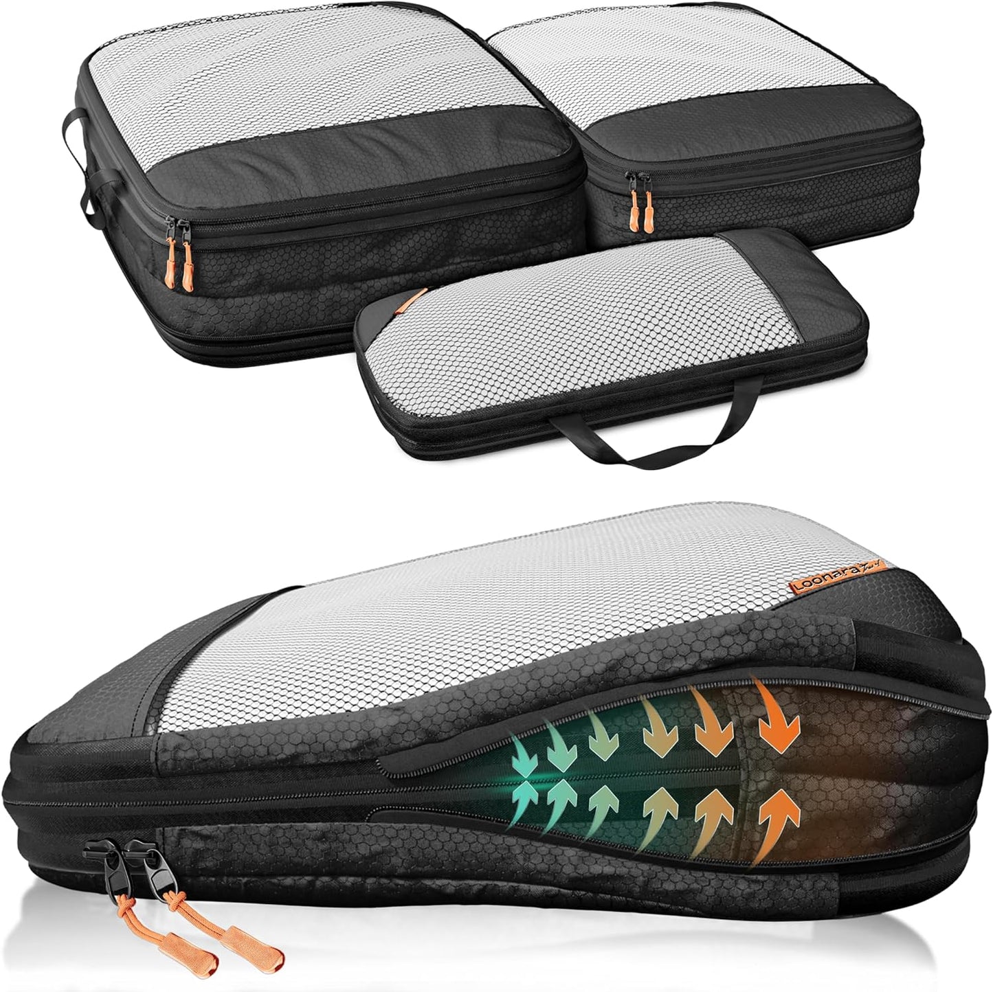 loonara Travel Reisorganizer Set - Zwart - 3 Onderdelen