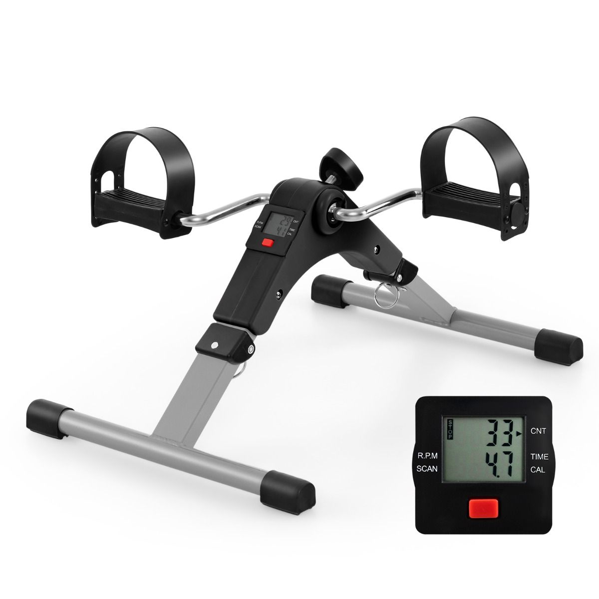 Coast Mini-hometrainer - Opvouwbare fiets-pedaaltrainer - Instelbare weerstand - Zwart