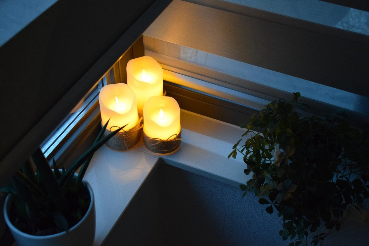 O'DADDY® LED Kaarsen Met Bewegende Vlam – Set 3 maten 10+12.5+15cm 8d - Met Timer en Dimfunctie - LED Kaarsen Met Afstandsbediening - Rope