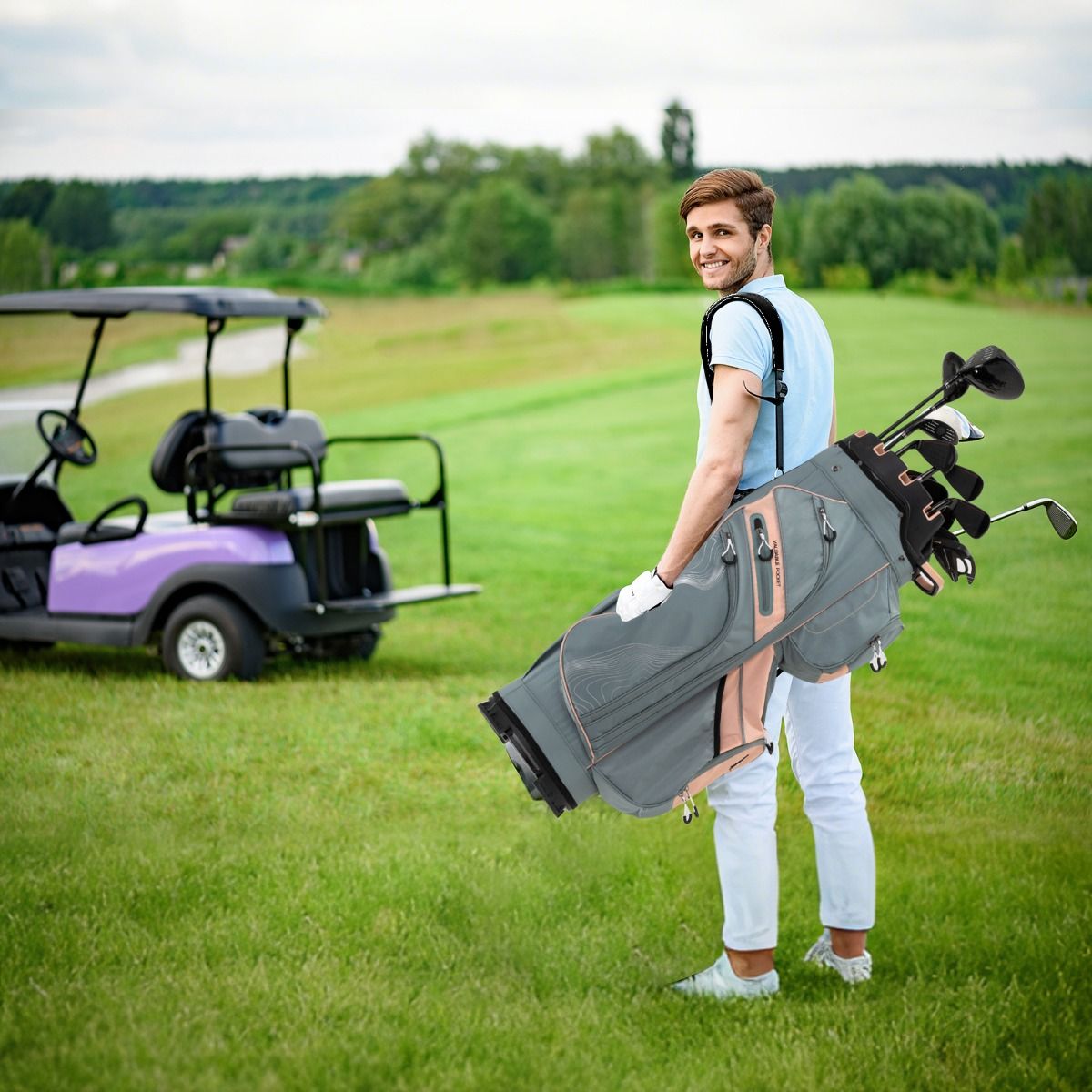 Coast Golfwagentas - 14-vaks indeling - 11 opbergvakken - grijs+oranje