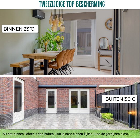 Homewell® Zonwerende Raamfolie - 70x300cm - Isolerend - Statisch & Herbruikbaar - Tegen Hitte & Inkijk - HR+ Geschikt – 25% Spiegeleffect Zwart