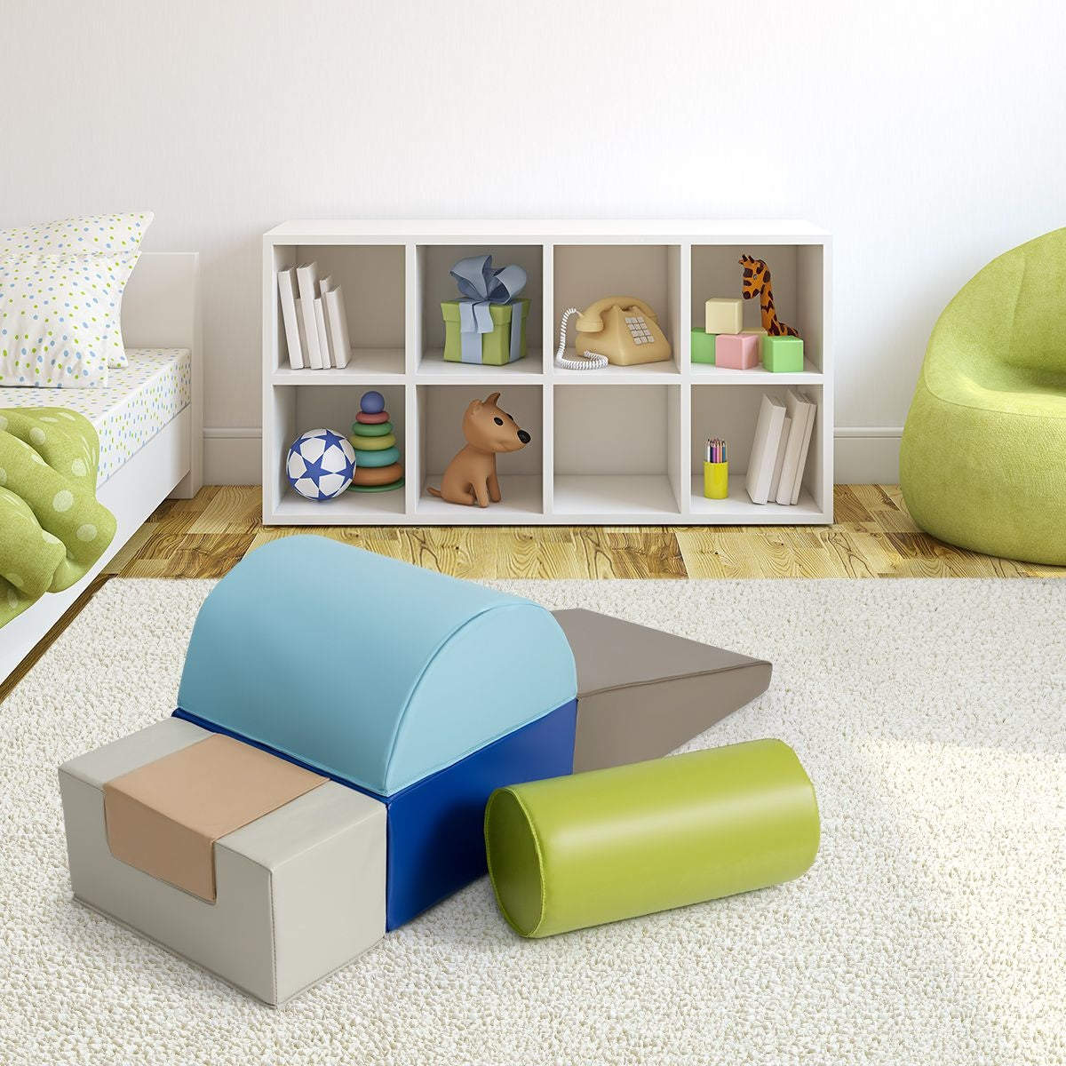 Coast 6-delige zachte bouwblokken, grote bouwblokken voor kinderen, gigantische bouwblokken, bouwblokken van foam, bruin