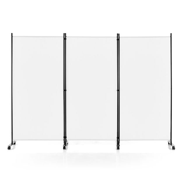 Inwendig Kamerscherm met 3 Uitneembare Vouwpanelen 262x180cm Scheidingswand met 8 Wielen Frame van Polyestervezelijzer