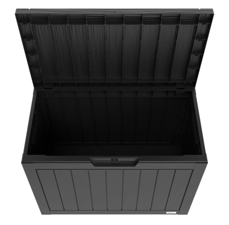 LifeGoods Opbergbox XS 170L - Tuinkussen Opbergbox - Waterdicht - Weerbestendig - Houtlook - Met Slothouder - Grijs