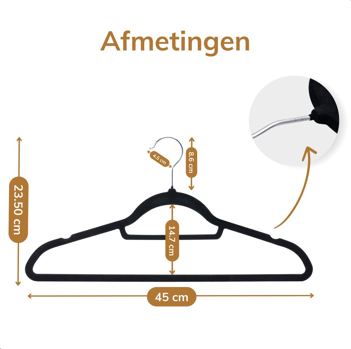 Acaza Fluwelen kledinghangers - 60 stuks - Antislip met draaibare haak - Zwart