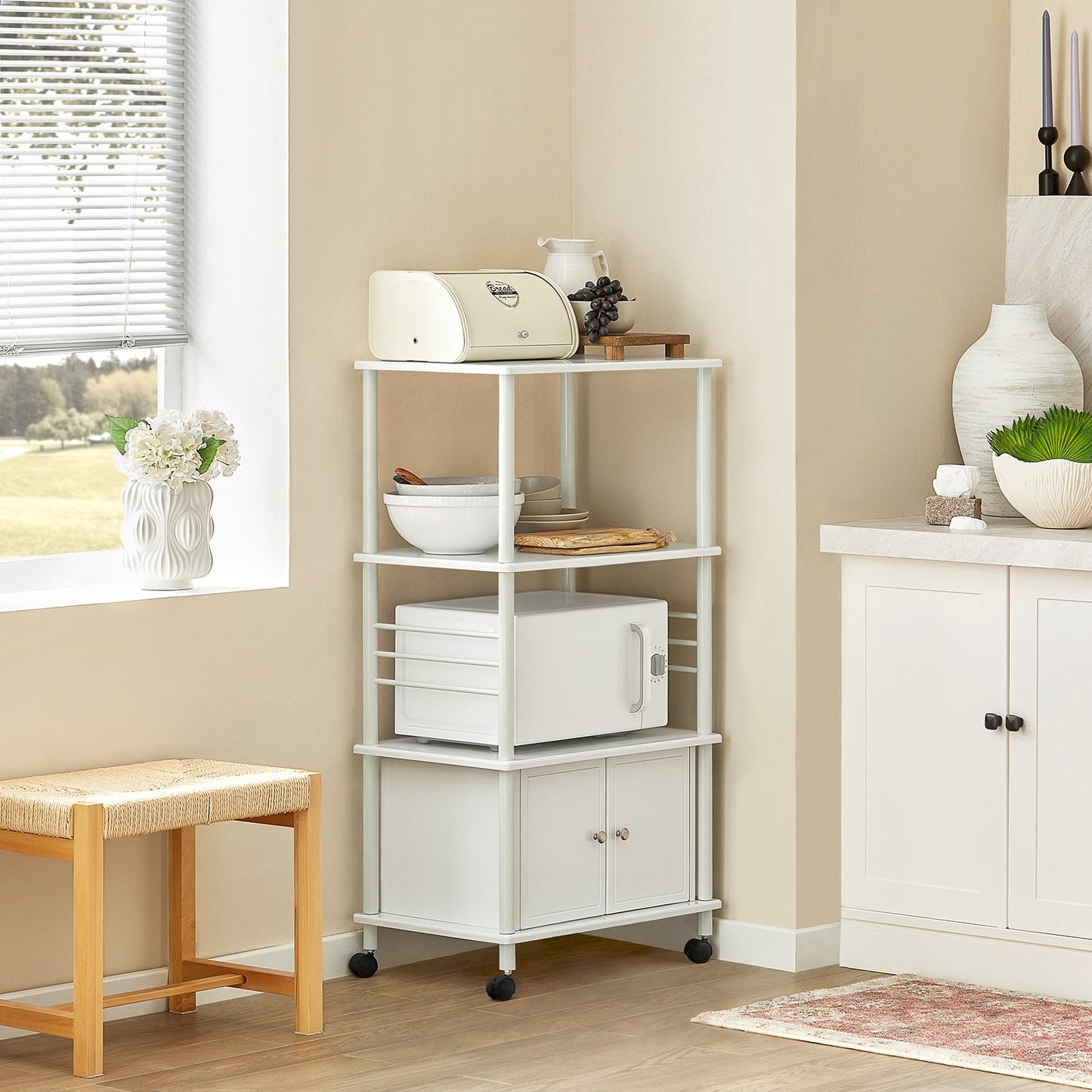 SoBuy Keukenkast met Wielen - Wit - 60x115x40 cm