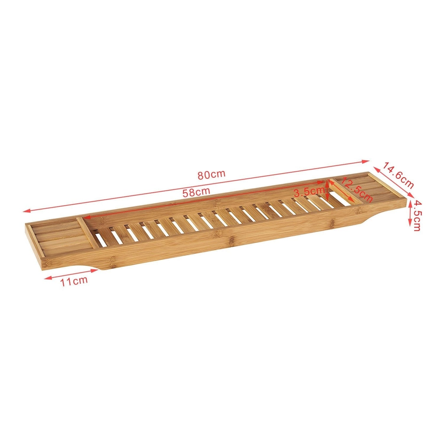 SoBuy Badplank van Bamboe – 80 cm – Massief Hout, Multifunctioneel voor Badkamer, Keuken of Woonkamer – Naturel
