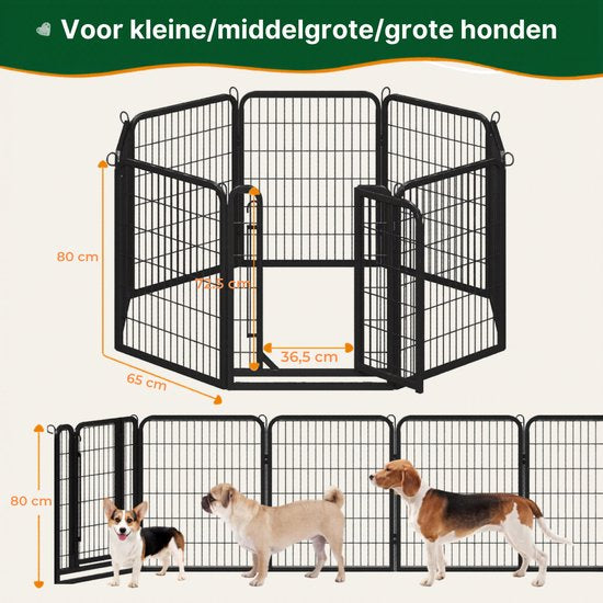 Yaheetech Puppyren 80 cm - 8-delig - Opvouwbaar - Automatische Vergrendeling