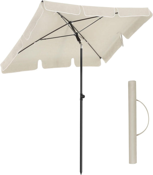 SONGMICS Rechthoekige Balkonparasol 200 x 125 cm, Beige, UV-bescherming tot UPF 50+, Kantelbaar