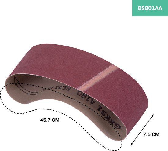 VONROC Bandschuurpapier - 75x457mm – 30 stuks - Korrelgrootte P40, P60, P100, P120, P180 - Geschikt voor VONROC BS501AC