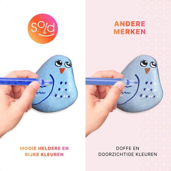 Stiften - Verfstiften - Acrylverf - Acryl stiften - Happy Stones - 35 stuks - 20 Kleuren - 2 maten