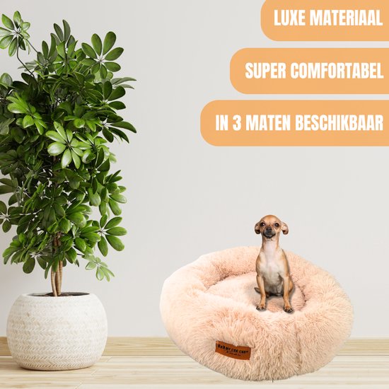 By Cee Cee Hondenmand - Donut Hondenmand - Kattenmand - Premium Hondenkussen - Volledig Afritsbaar - Beige 40cm - S