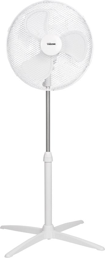 Statiefventilator 40 cm – 45W – 3 Snelheden – 85° Oscillatie – In Hoogte Verstelbaar – Tristar VE-5755 – Wit