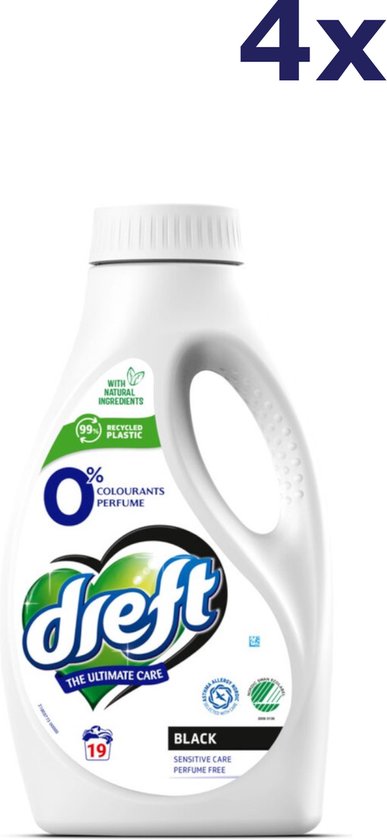 Dreft - Vloeibaar Wasmiddel 0% Donkere Was 19 Wasbeurten - 4 x 988 ml - Voordeelverpakking