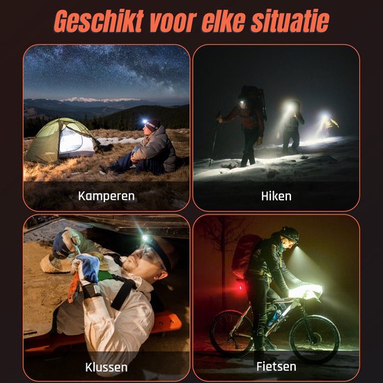 Ever Trex Ultra Light Hoofdlamp LED Oplaadbaar - Wit En Rood Licht - 150Lumen - Kantelbaar - Hardlopen - Noodpakket - Kamperen - Camper