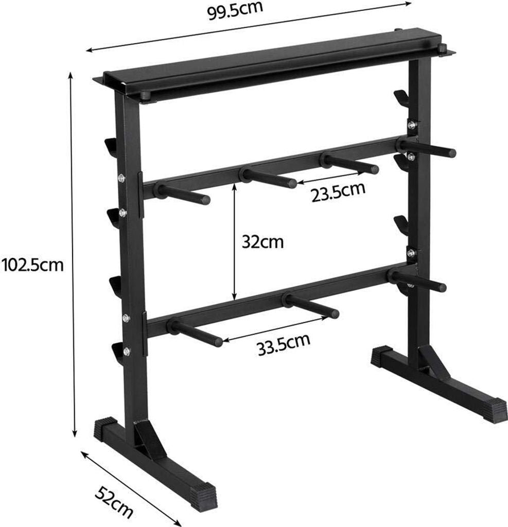 Yaheetech Halterrek met 3 niveaus - 7 haken - Tot 300 kg - Zwart - 100 x 53 x 102,5 cm