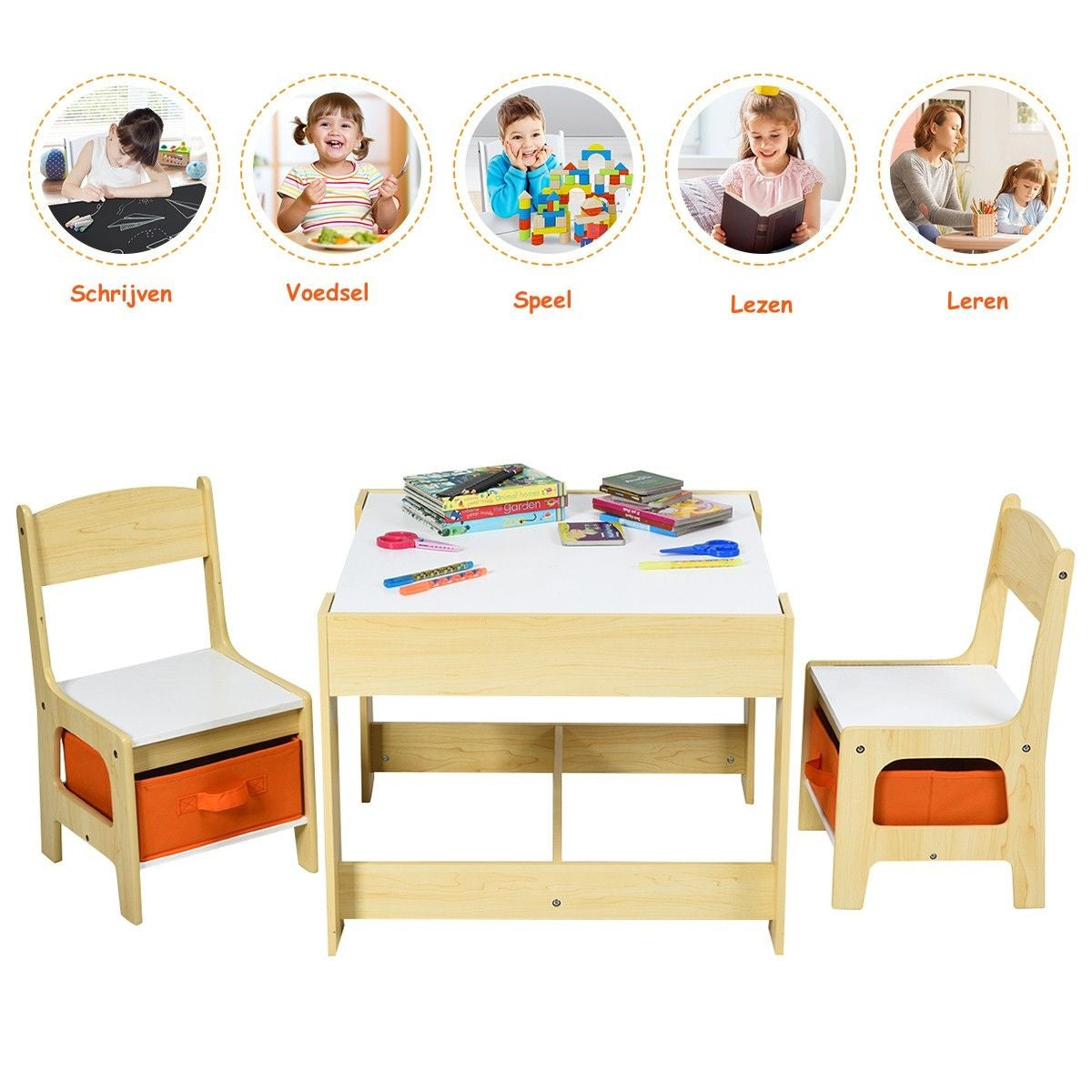 Coast Kindermeubelset 3 Delig - Tafel en 2 Stoelen - Multifunctioneel - Hout