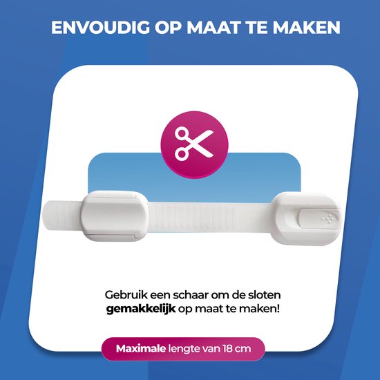 Roegaarden Kinderslot kastjes - kastbeveiliging voor kinderen - Zonder boren - Wit - 8 Stuks