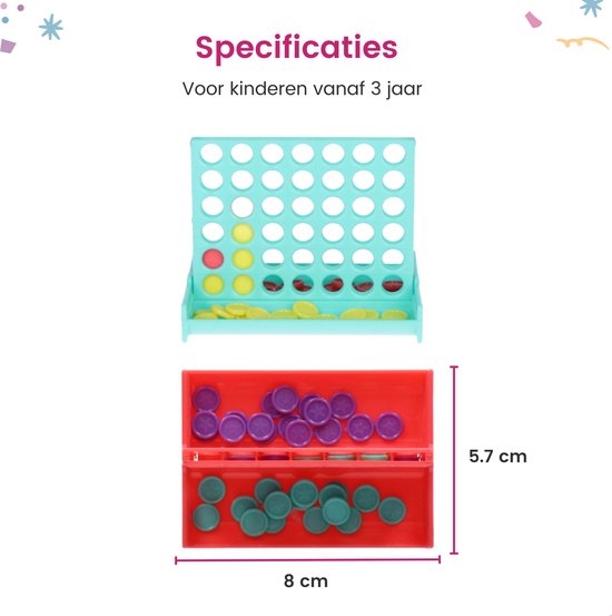 Partizzle 24x Mini Vier op een rij Spellen - Gezelschapsspel / Reisspel / Breinbrekers - Uitdeelcadeautjes Voor Familie - Grabbelton Klein Speelgoed Spelletjes - Traktatie Cadeautjes - Voor Kinderen & Volwassenen