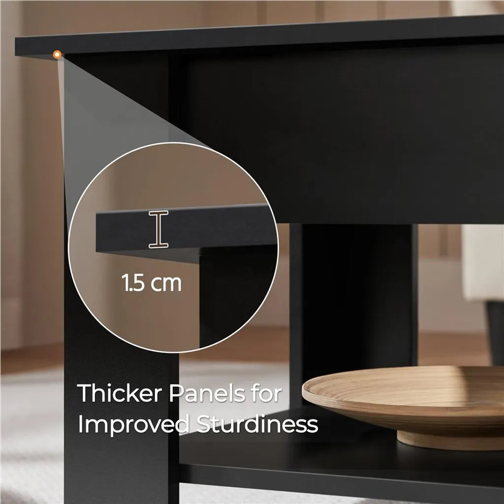 Yaheetech Salontafel 120 x 59 cm - Zwart - Verstelbare Salontafel met Opbergruimte en Liftmechanisme